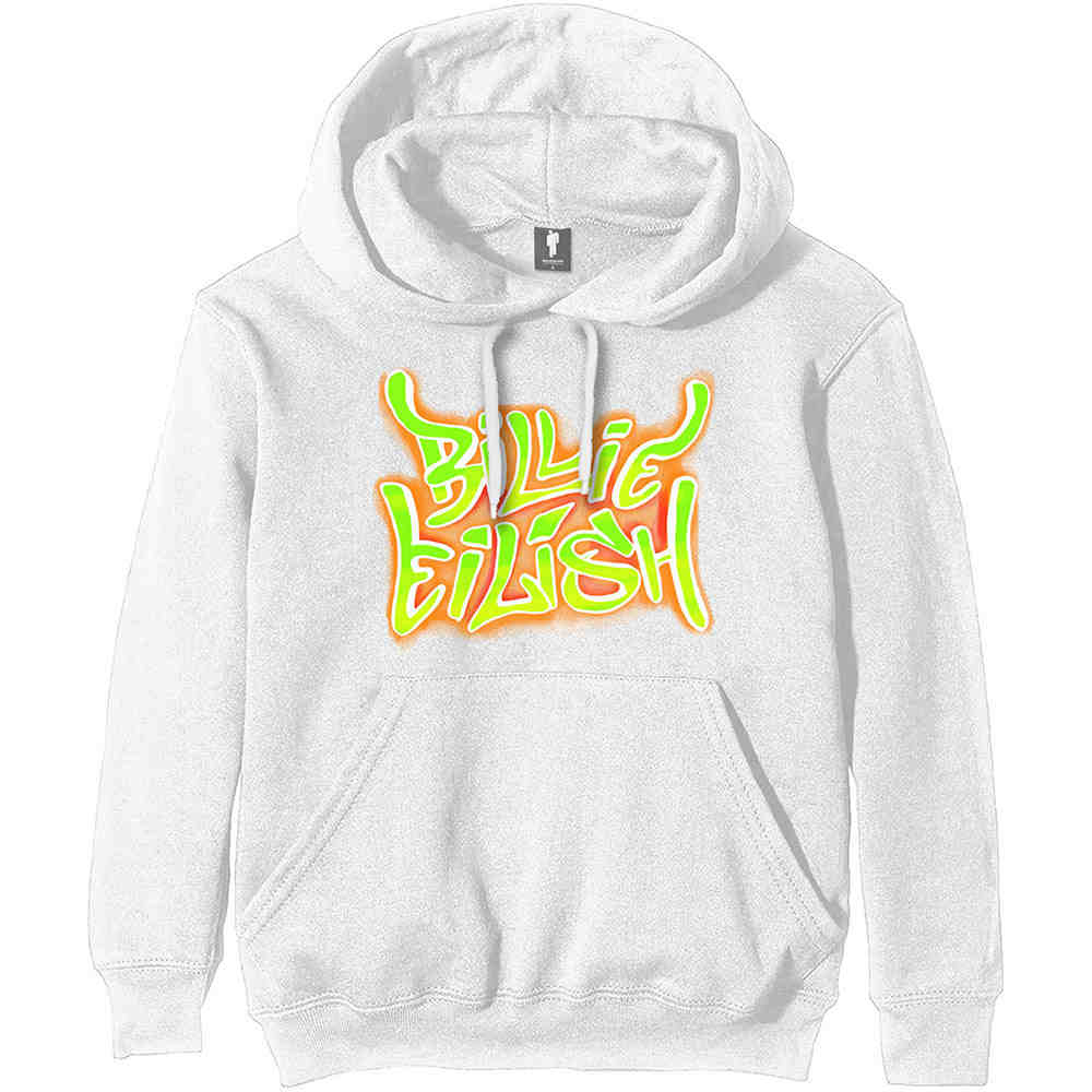 Billie Eilish Airbrush Flames Blohsh Hoodie Blanc Attitude Franc 9144